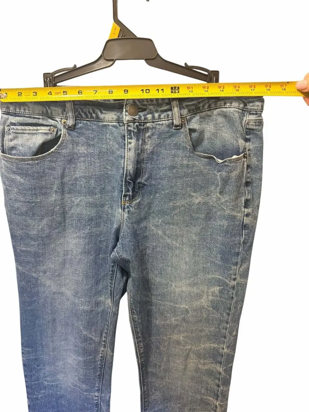 Elwood Men's Vintage-Style Acid Wash Loose Straight Leg Jeans, Size 34